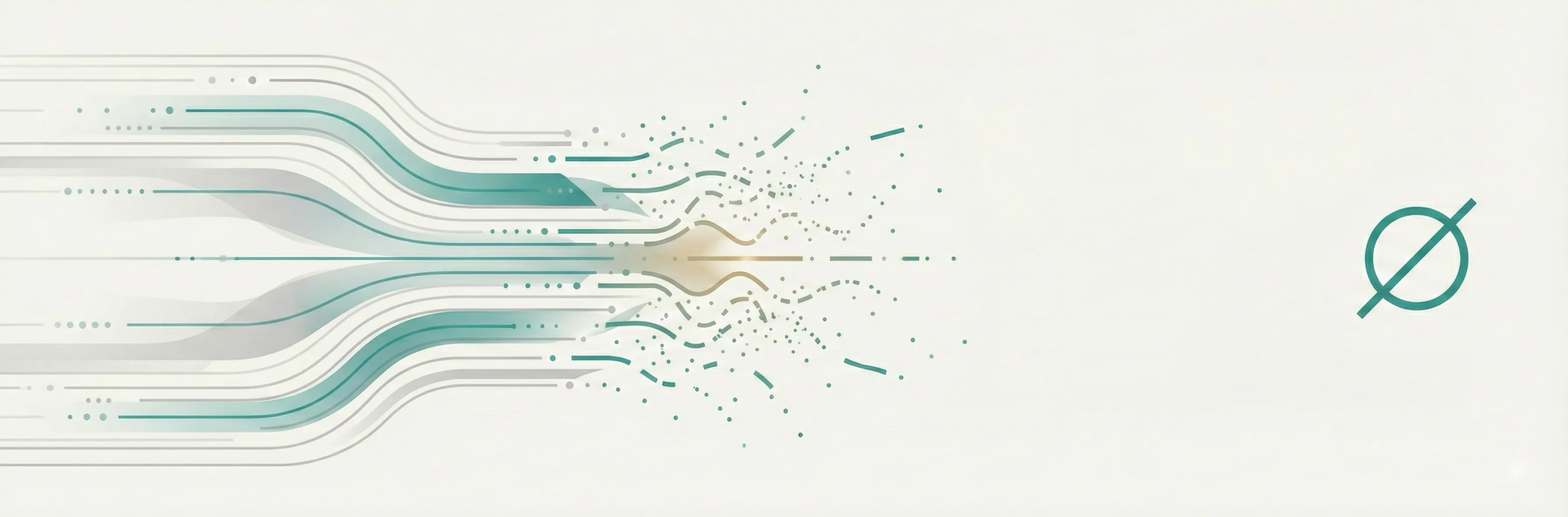 Abstract visualization of data flowing toward decision